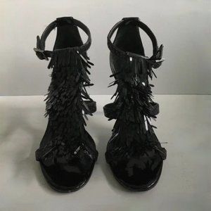 Tory Burch Black Evelyn Sequin Fringe Heels
